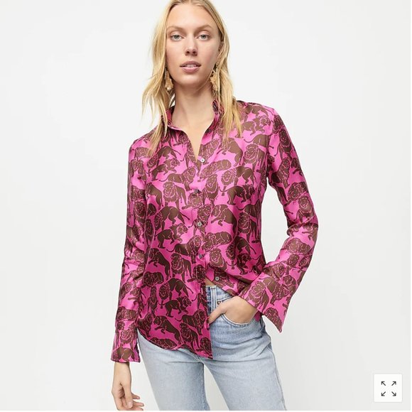 J. Crew Tops - J.Crew Collection silk shirt in sleepy lions print